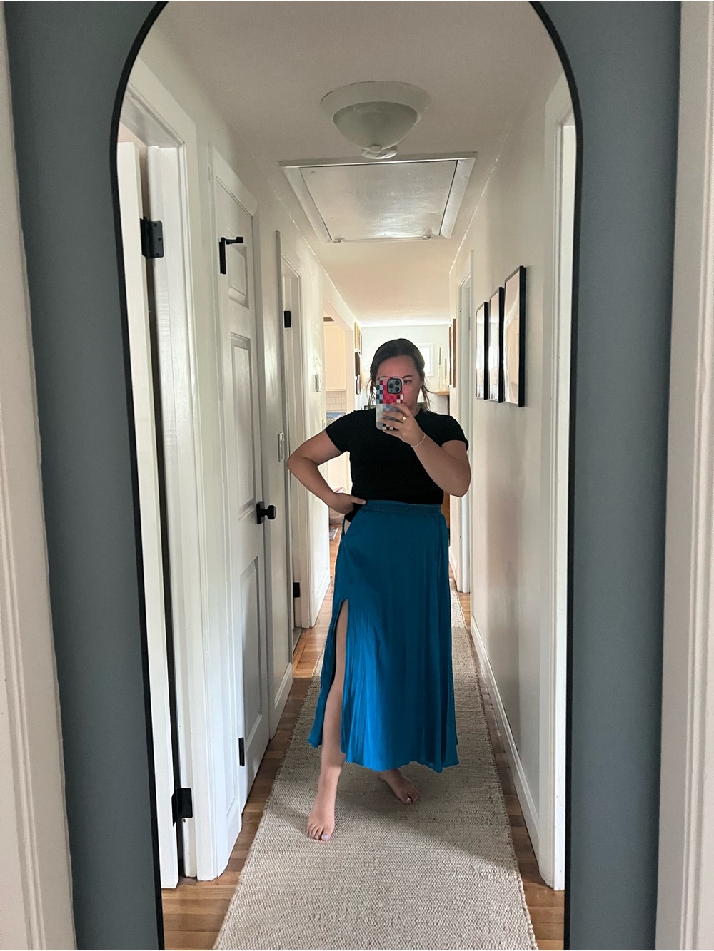 Anthropologie Teal Blue Pleated Circle Skirt